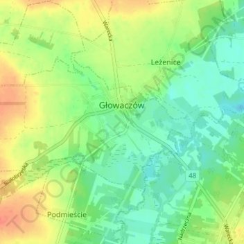 Carte topographique Głowaczów, altitude, relief