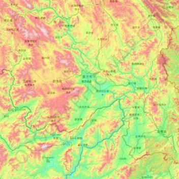 Carte topographique Préfecture autonome dai de Xishuangbanna, altitude, relief