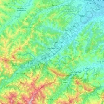 Carte topographique Casalfiumanese, altitude, relief