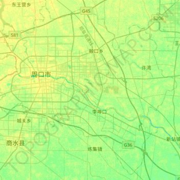 Carte topographique Chuanhui District, altitude, relief