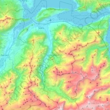 Carte topographique Nidwalden, altitude, relief