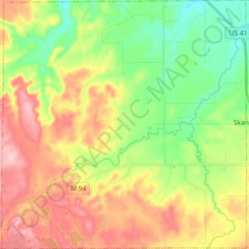 Carte topographique West Branch Township, altitude, relief