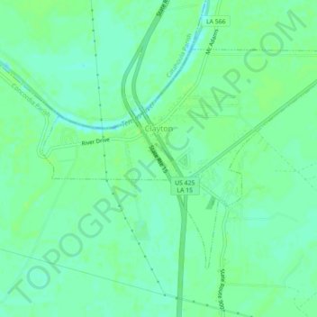 Carte topographique Clayton, altitude, relief