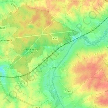 Carte topographique Ors, altitude, relief