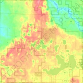 Carte topographique Lake Township, altitude, relief