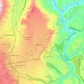 Carte topographique Calderon, altitude, relief