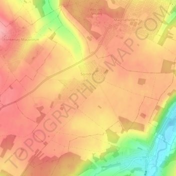 Carte topographique Soindres, altitude, relief