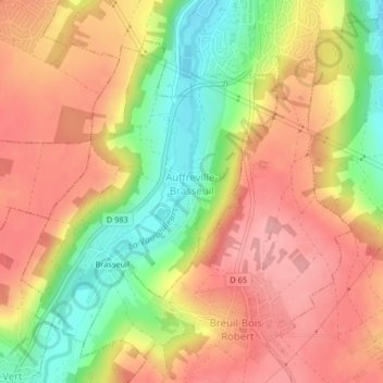 Carte topographique Auffreville-Brasseuil, altitude, relief