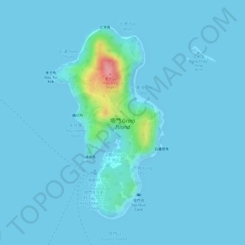 Carte topographique Grass Island, altitude, relief