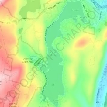Carte topographique Highland Lake, altitude, relief