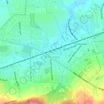 Carte topographique Macungie, altitude, relief