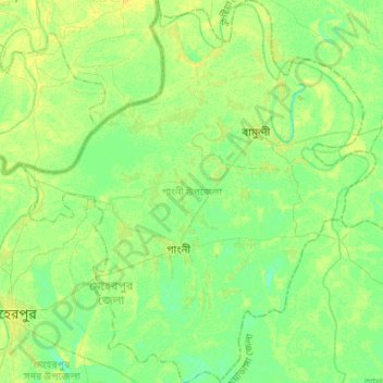 Carte topographique গাংনী উপজেলা, altitude, relief