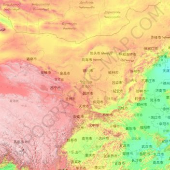 Carte topographique Yellow River, altitude, relief