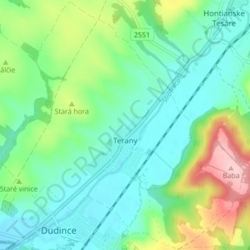 Carte topographique Terany, altitude, relief