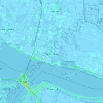 Carte topographique Numansdorp, altitude, relief
