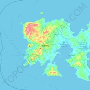 Carte topographique Lemnos, altitude, relief