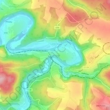 Carte topographique Ledečko, altitude, relief