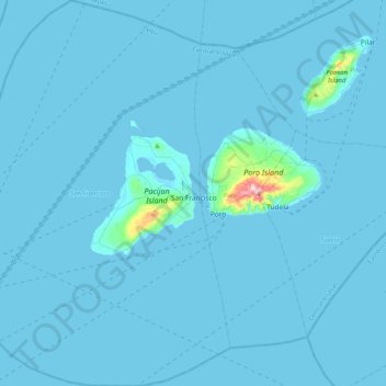 Carte topographique San Francisco, altitude, relief