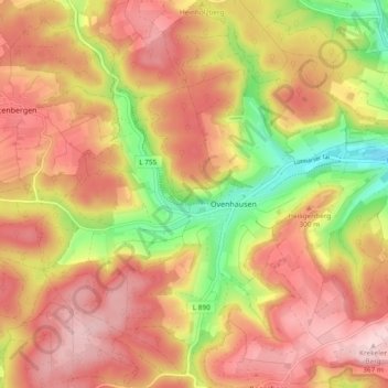 Carte topographique Ovenhausen, altitude, relief