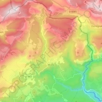 Carte topographique Mons, altitude, relief