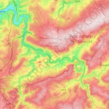 Carte topographique Stoumont, altitude, relief