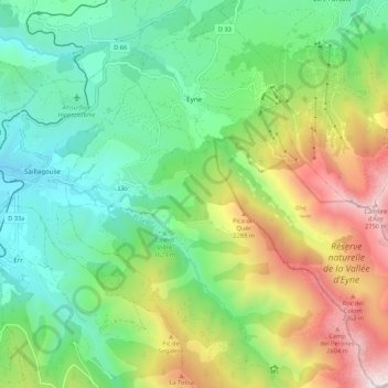 Carte topographique Eyne, altitude, relief
