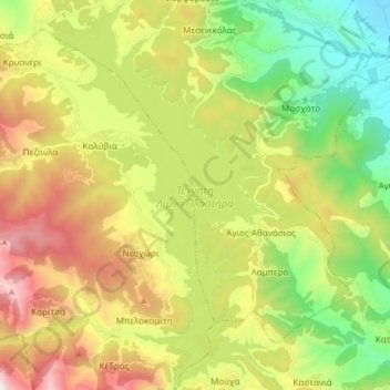 Carte topographique Lac Plastira (Lac Tavropos), altitude, relief