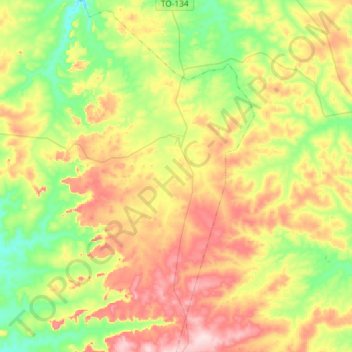Carte topographique Angico, altitude, relief