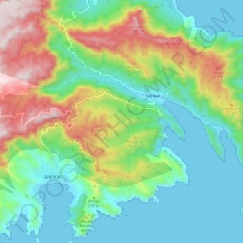 Carte topographique Taipivai, altitude, relief