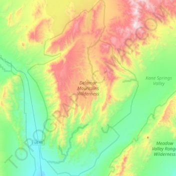 Carte topographique Delamar Mountains Wilderness Area, altitude, relief