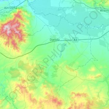 Carte topographique Djelida, altitude, relief