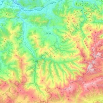 Carte topographique Valles Pasiegos, altitude, relief