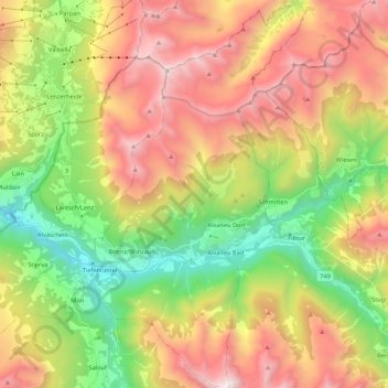 Carte topographique Albula/Alvra, altitude, relief