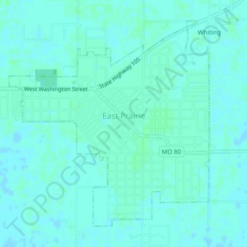 Carte topographique East Prairie, altitude, relief