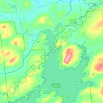 Carte topographique Cranberry Lake, altitude, relief