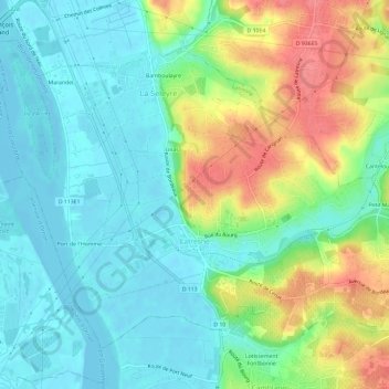 Carte topographique Latresne, altitude, relief