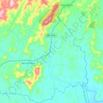 Carte topographique Rio do Meio, altitude, relief