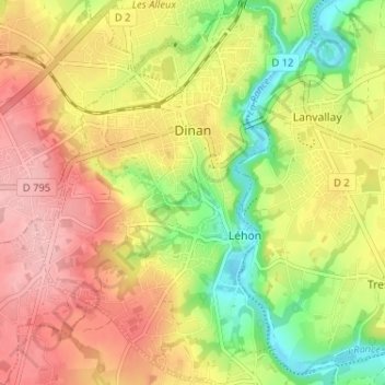 Carte topographique Dinan, altitude, relief