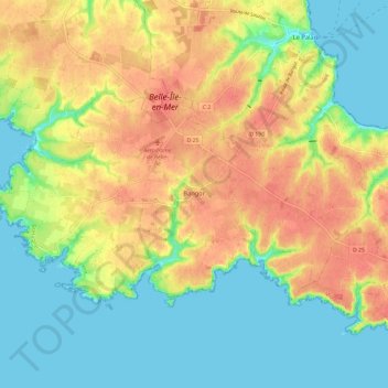 Carte topographique Bangor, altitude, relief