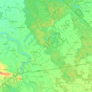 Carte topographique Beilrode, altitude, relief