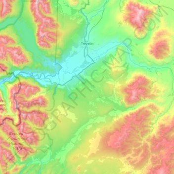 Carte topographique Municipio de Trevelin, altitude, relief