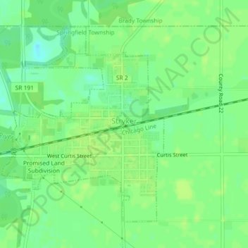 Carte topographique Stryker, altitude, relief