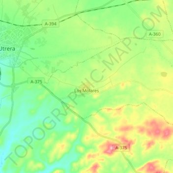 Carte topographique Los Molares, altitude, relief
