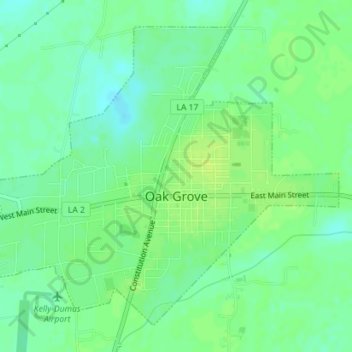 Carte topographique Oak Grove, altitude, relief