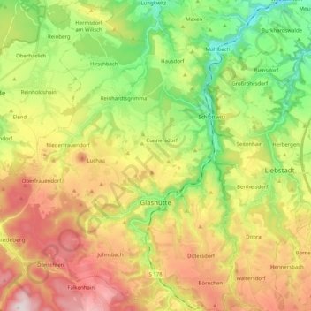 Carte topographique Glashütte, altitude, relief