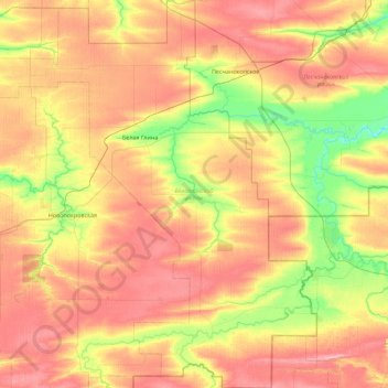 Carte topographique Beloglinsky District, altitude, relief