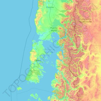Carte topographique Región de Los Lagos, altitude, relief