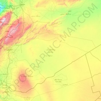 Carte topographique Rif Dimashq Governorate, altitude, relief