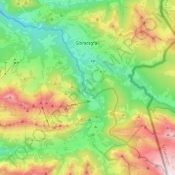 Carte topographique Sibratsgfäll, altitude, relief