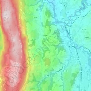 Carte topographique Moye, altitude, relief